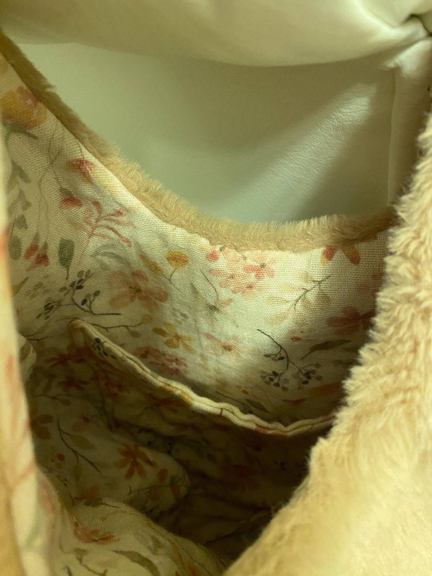 Handmade Fluffy Reversible Boho Bag Coquette Bow Fluffy Bunny Bag Soft & Cozy Faux FurRibbon Boho Bag Reversible Fluffy Muslin Shoulder Bag