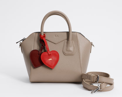 Personalized Leather Heart Bag Charm: Custom Initial Bag Accessories, Handmade Genuine Leather Bag Charms