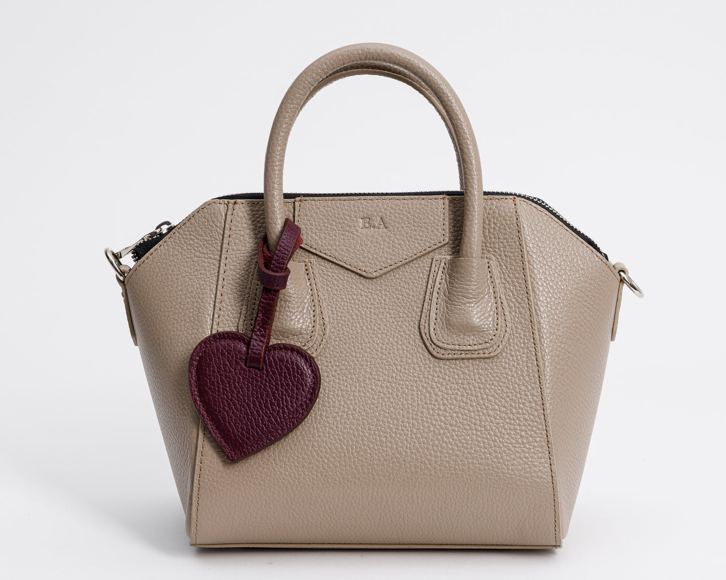 Personalized Leather Heart Bag Charm: Custom Initial Bag Accessories, Handmade Genuine Leather Bag Charms