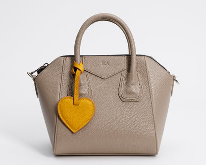 Personalized Leather Heart Bag Charm: Custom Initial Bag Accessories, Handmade Genuine Leather Bag Charms