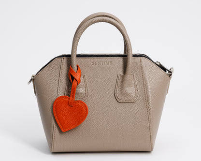 Personalized Leather Heart Bag Charm: Custom Initial Bag Accessories, Handmade Genuine Leather Bag Charms