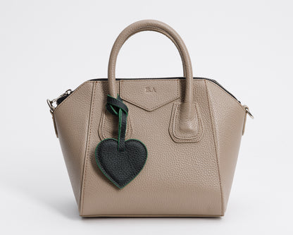 Personalized Leather Heart Bag Charm: Custom Initial Bag Accessories, Handmade Genuine Leather Bag Charms