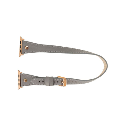 Hector Double Tour Leather Apple Watch Band with Rose Gold Trok
