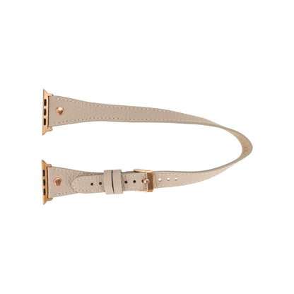 Hector Double Tour Leather Apple Watch Band with Rose Gold Trok