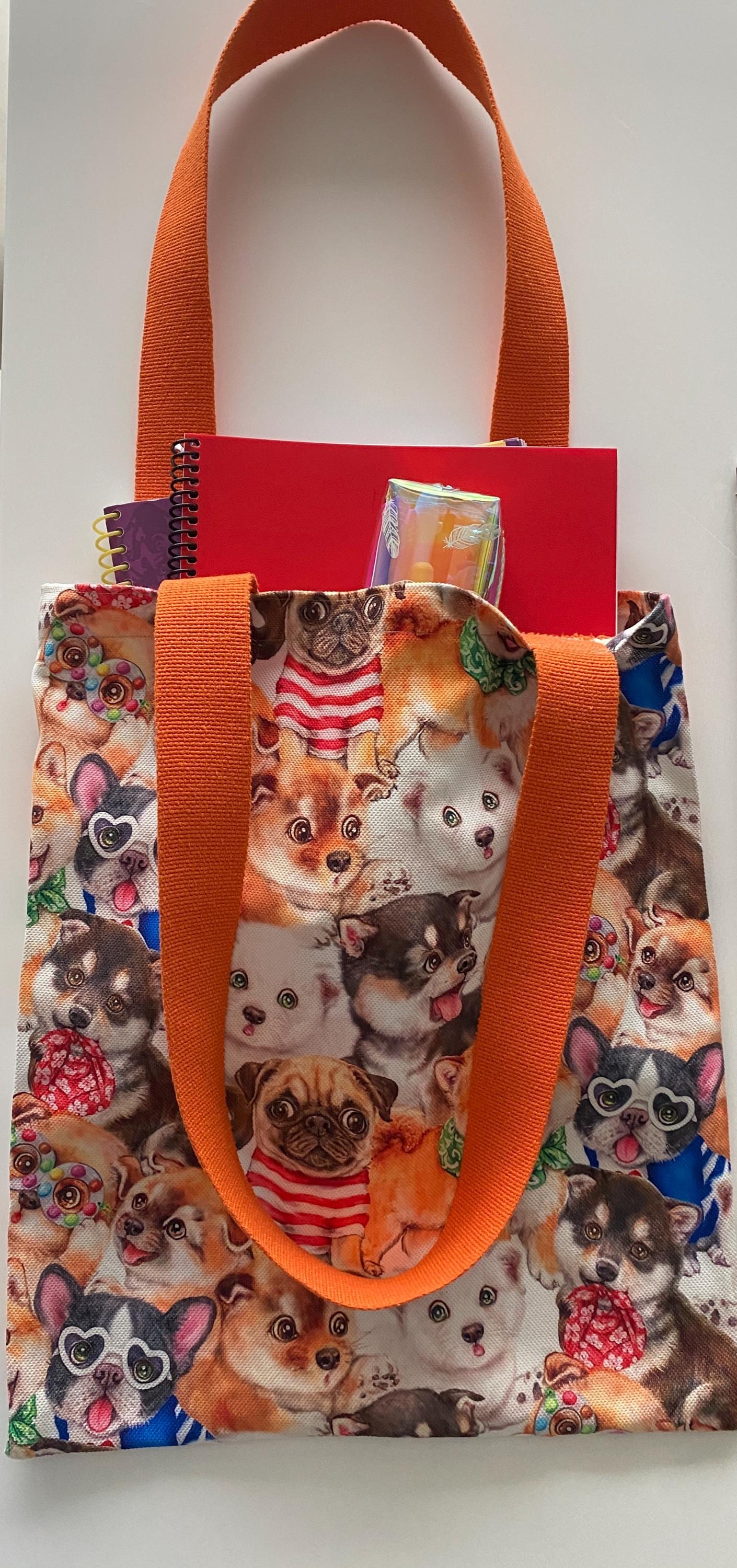 Handmade Dog Print Tote Bag: Organic Cotton Animal Lover Gift