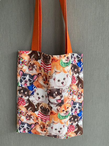 Handmade Dog Print Tote Bag: Organic Cotton Animal Lover Gift