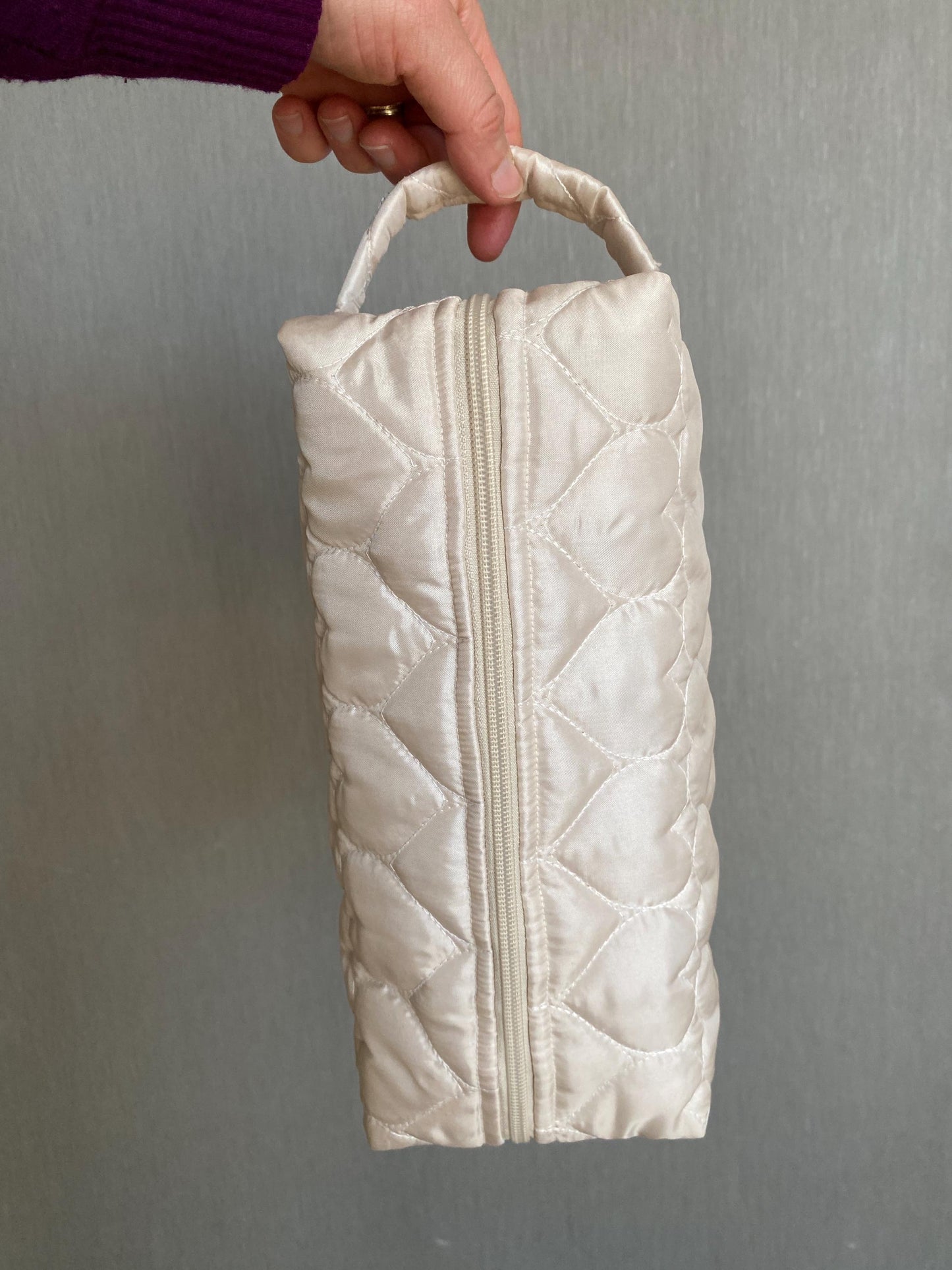 Handmade Oversized Quilted Heart Makeup Bag: Travel Cosmetic Pouch