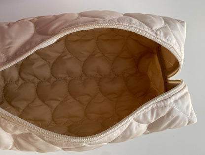 Handmade Oversized Quilted Heart Makeup Bag: Travel Cosmetic Pouch