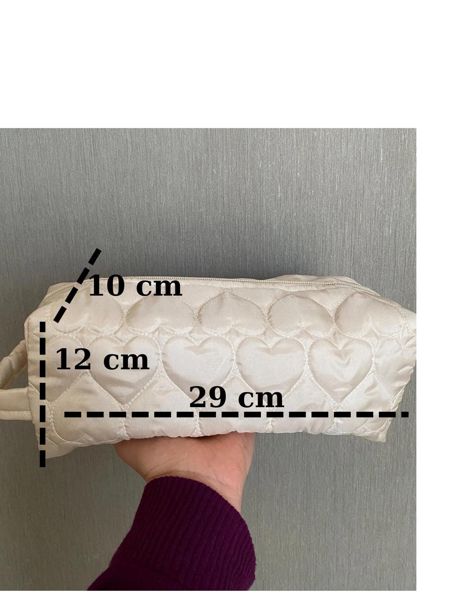 Handmade Oversized Quilted Heart Makeup Bag: Travel Cosmetic Pouch
