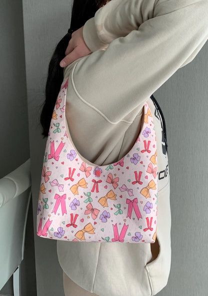 Handmade Mini Hobo Bag: Colourful Bow Fabric Shoulder Bag