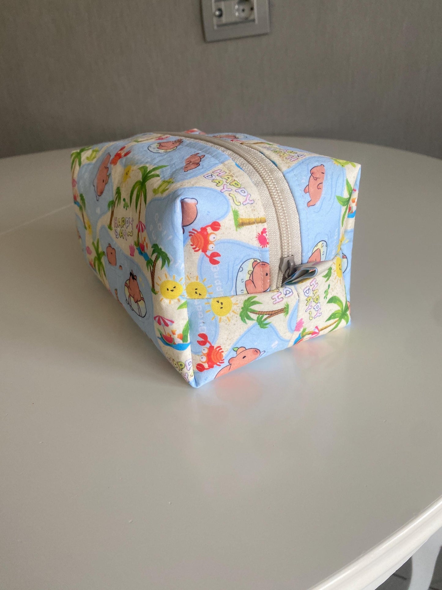 Handmade Capybara Makeup Bag: Large Travel Cosmetic Pouch