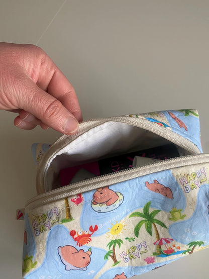 Handmade Capybara Makeup Bag: Large Travel Cosmetic Pouch