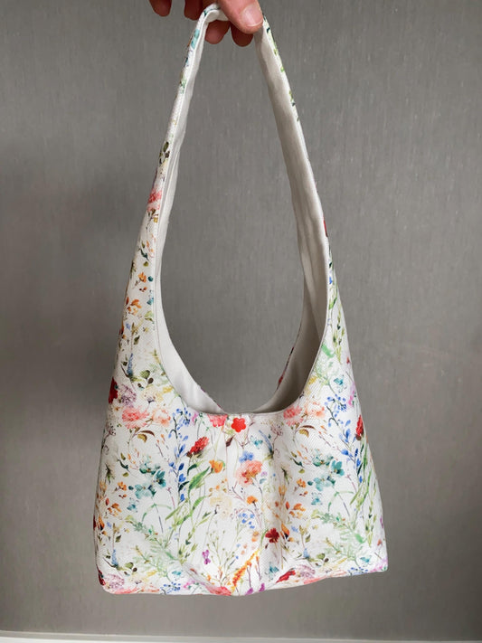 Handmade Quilted Floral Hobo Bag: Cottagecore Linen Purse