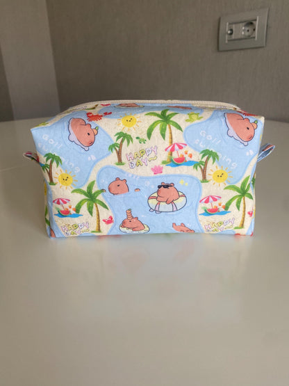 Handmade Capybara Makeup Bag: Large Travel Cosmetic Pouch