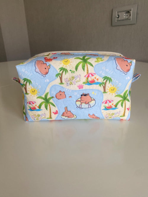 Handmade Capybara Makeup Bag: Large Travel Cosmetic Pouch