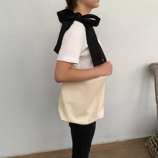 Handmade Bow Slouchy Hobo Bag with Zipper Quilted Pouch Gift for Her Unique Fabric Shoulder Bag Cottagecore Style Purse Black Bow Ribbon