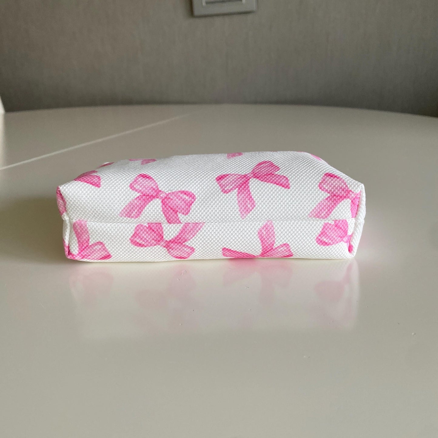 Handmade Pink Bow Mini Makeup Bag Gift for Bridesmaid Coquette Puffy Mini Bag Zipper Pouch Keychain Bag Cosmetic Pouch Wallet Pouch for Her