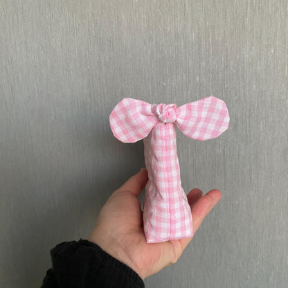 Pink Gingham Quilted Mini Zipper Pouch with Bow - Gift Box