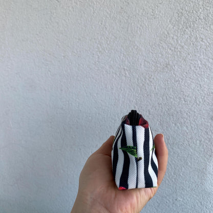 Handmade Cherry Quilted Mini Clutch: Keychain Card Wallet
