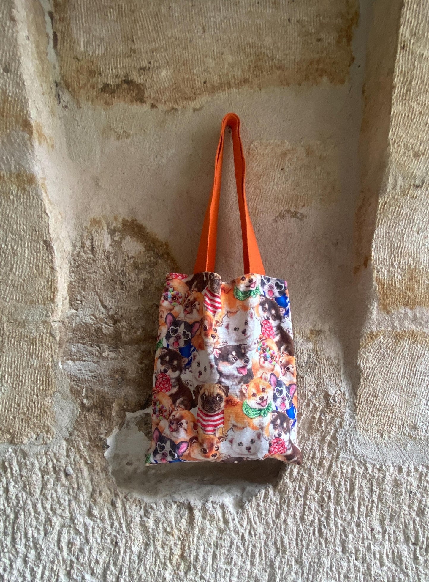 Handmade Dog Print Tote Bag: Organic Cotton Animal Lover Gift