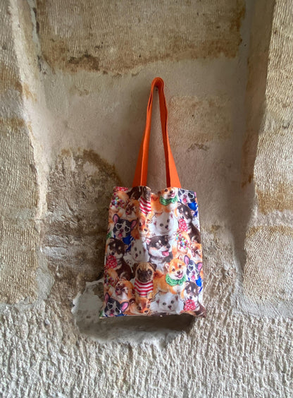 Handmade Dog Print Tote Bag: Organic Cotton Animal Lover Gift
