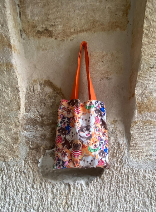 Handmade Dog Print Tote Bag: Organic Cotton Animal Lover Gift