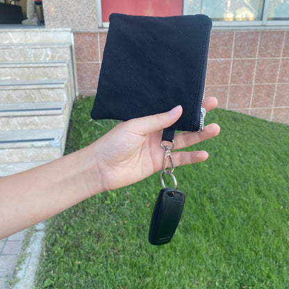 Handmade Quilted Mini Clutch: Keychain Wallet, Zipper Pouch