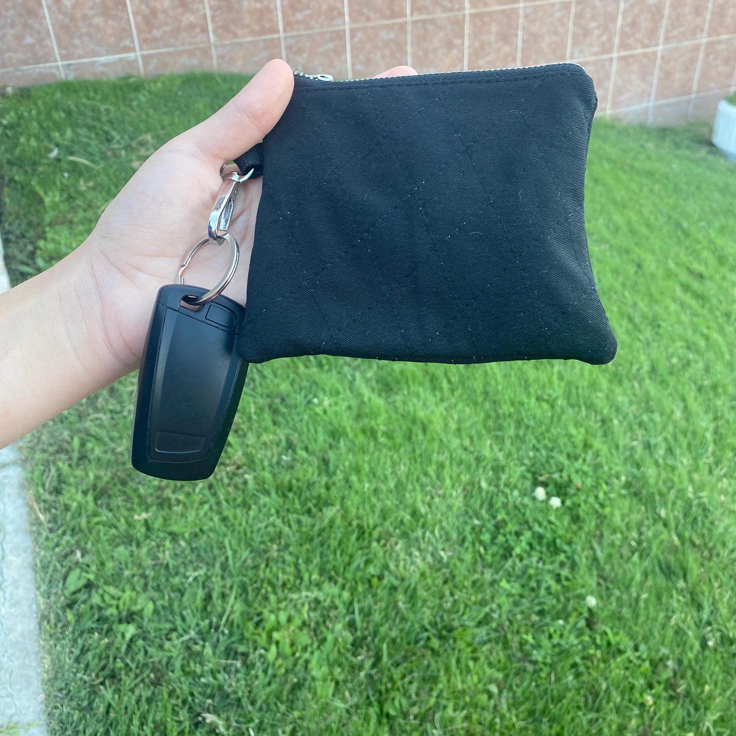 Handmade Quilted Mini Clutch: Keychain Wallet, Zipper Pouch