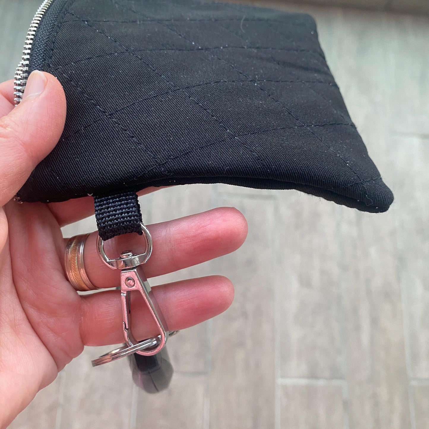 Handmade Quilted Mini Clutch: Keychain Wallet, Zipper Pouch