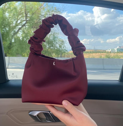 Custom Burgundy Luxury Satin Evening Bag Scrunchie Satin Classic Evening Statement Bag Eyecathing Dinner Satin Bag