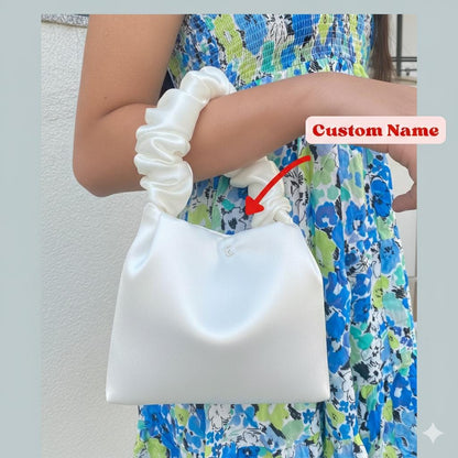 Custom White Satin Evening Bag Luxury Satin Wedding Purse Bag Bridesmaid Bag Handmade Bag for Event Organic Silk Satin Bridal Bag