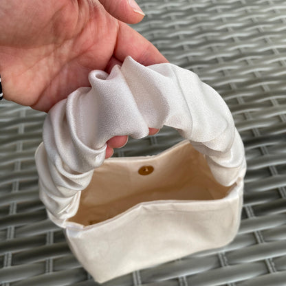 Ecru Satin Evening Bag Luxury Satin Wedding Purse Bag Bridesmaid Bag Handmade Bag for Event Organic Silk Satin Bridal Bag