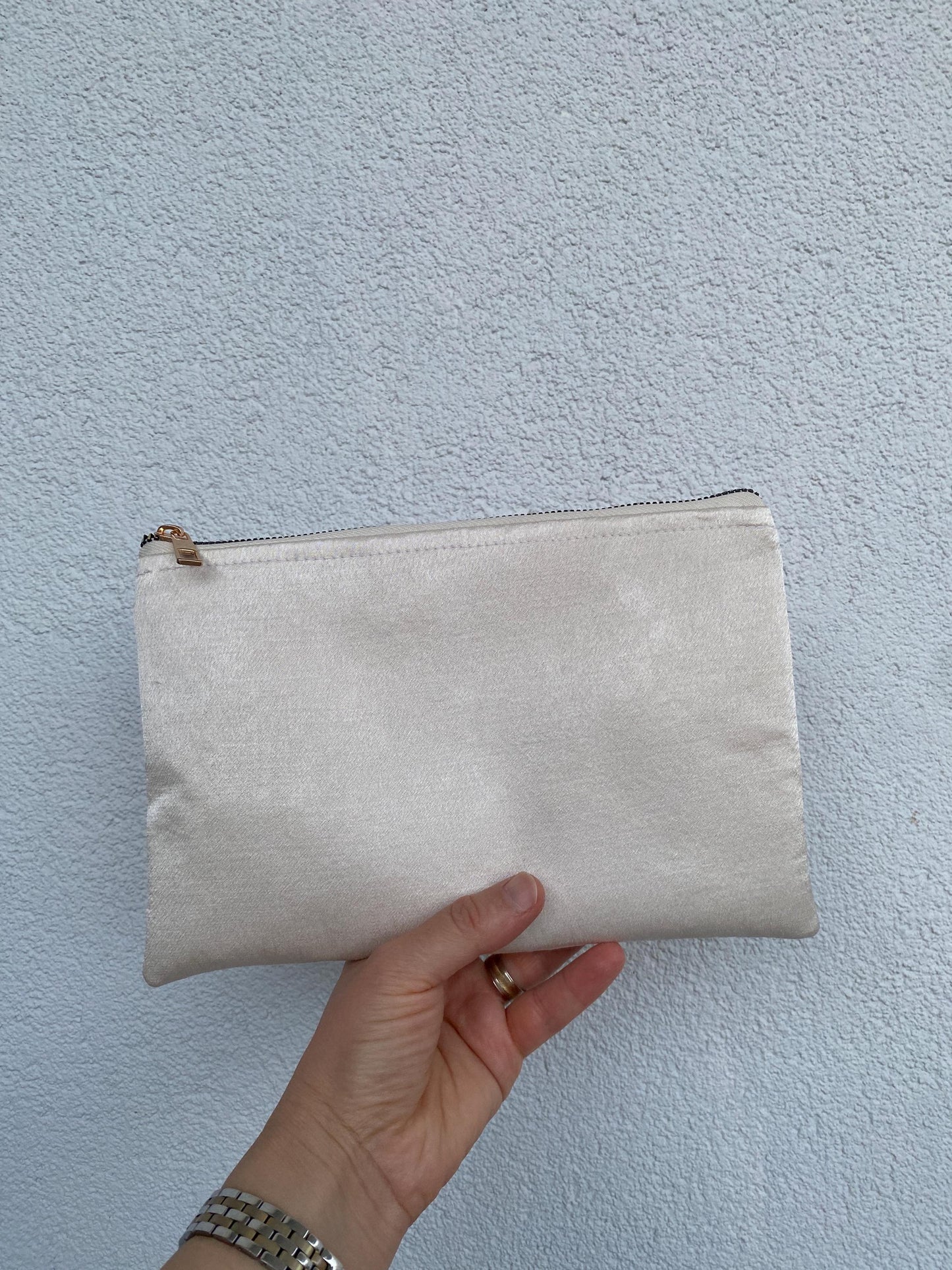 Handmade Ecru Satin Evening Clutch| Wedding Purse Bag| Bridesmaid Bag | Handmade Bag for Event| Party Bag