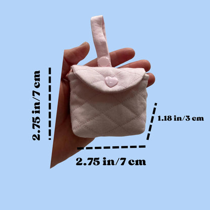 Handmade Fluffy AirPods Pouch: Aesthetic Puffy Earbud Case with Heart Snap Padded Tech Accessory Organizer