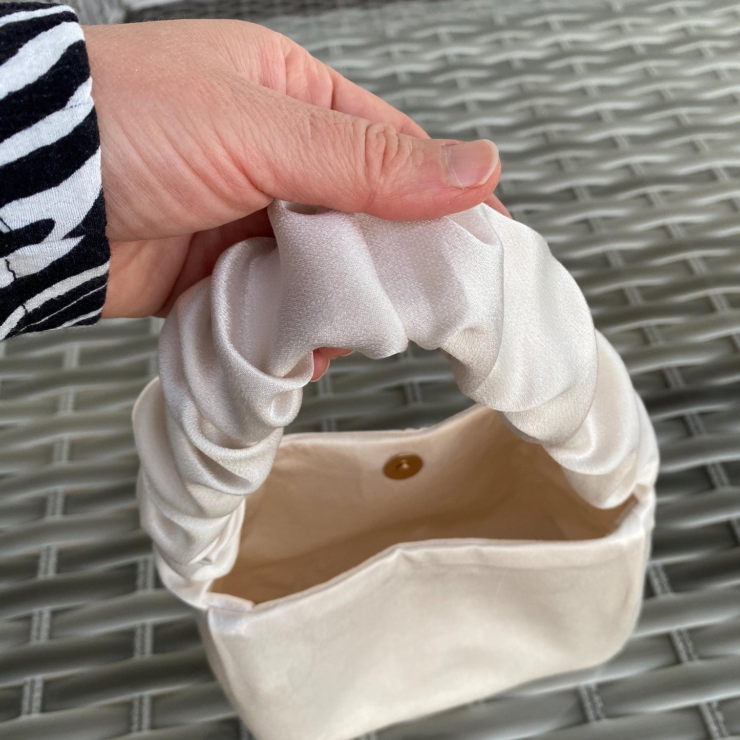 Ecru Satin Evening Bag Luxury Satin Wedding Purse Bag Bridesmaid Bag Handmade Bag for Event Organic Silk Satin Bridal Bag