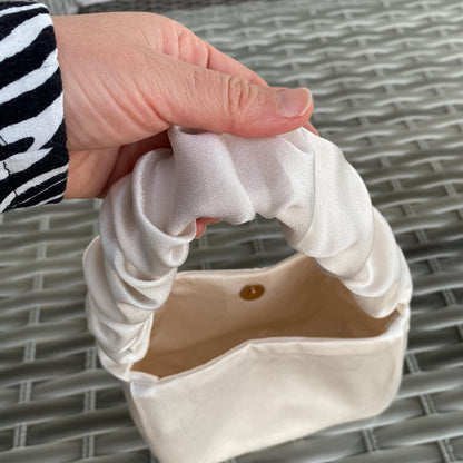 Ecru Satin Evening Bag Luxury Satin Wedding Purse Bag Bridesmaid Bag Handmade Bag for Event Organic Silk Satin Bridal Bag