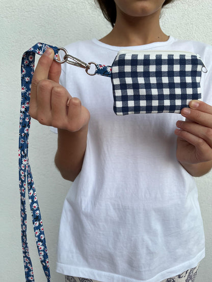 Personalized Handmade Gingham Fabric Neck Wallet with Lanyard : Stylish Teacher Lanyard Wallet Easy Access Chic Gingham Wallet