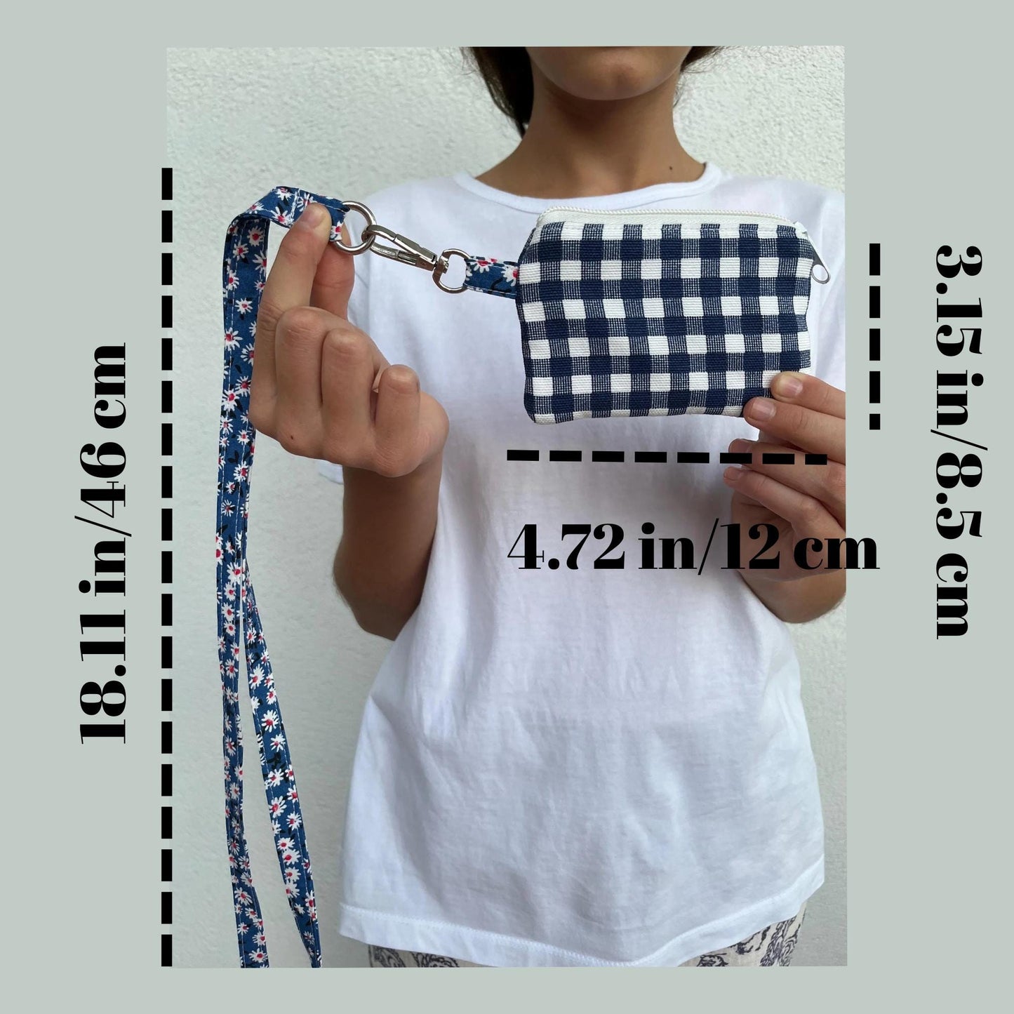 Personalized Handmade Gingham Fabric Neck Wallet with Lanyard : Stylish Teacher Lanyard Wallet Easy Access Chic Gingham Wallet