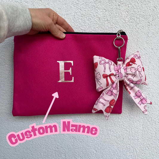 Personalized Clutch Bag with Bow Wristlet: Custom Bridesmaid Gift Handmade Chic Party Clutch Cottagecore Style