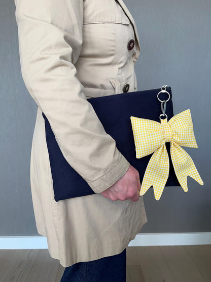 Gingham Bow Keychain with Personalized Clutch Bag: Bow Bag Charm with Custom Bridesmaid Gift Chic Party Clutch