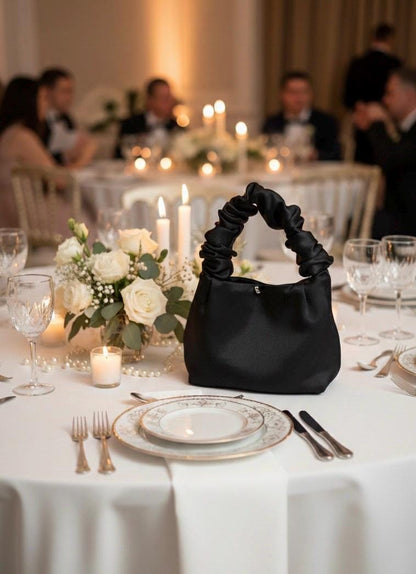 Personalized Satin Evening Bag: Handmade Monogram Clutch, Dinner Bag
