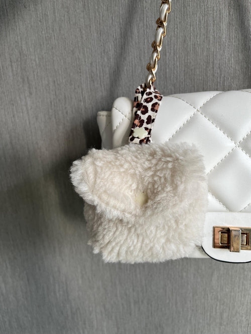 Handmade Fluffy AirPods Pouch: Aesthetic Puffy Earbud Case with Heart Snap Padded Tech Accessory Organizer