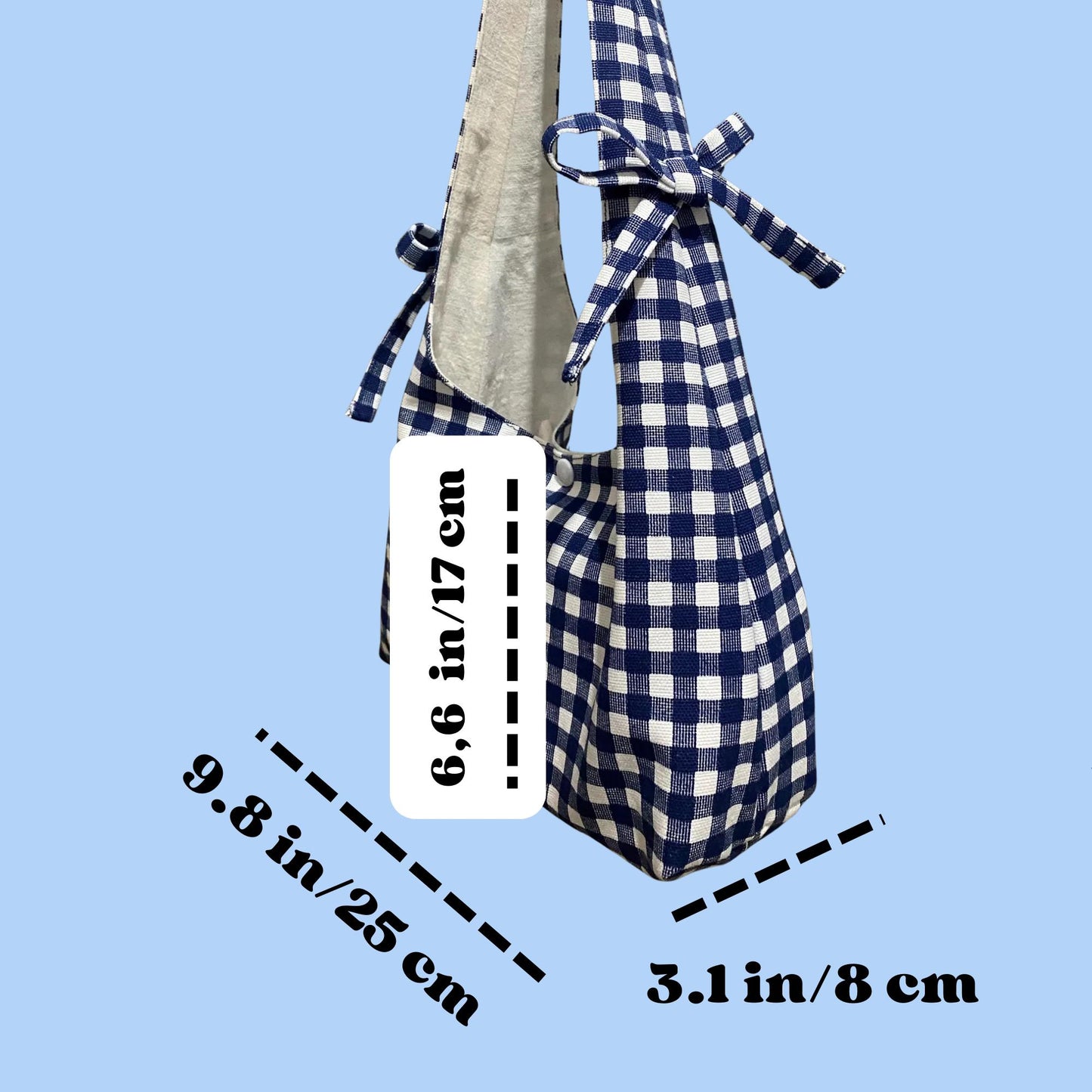 Custom Handmade Red Gingham Bow Hobo Bag with Lace