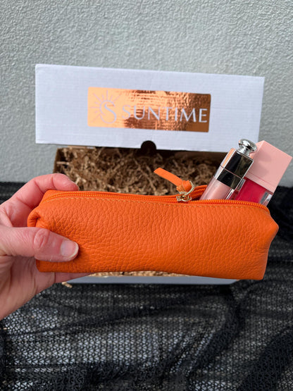 Personalized Leather Gift Set for Mom: Genuine Leather Handbag with Matching Card Holder, Pouch and Heart Bag Charm, Custom Gift Box