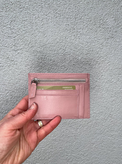 Personalized Pink Genuine Leather Gift Set: Custom Genuine Leather Black Shoulder Bag, Card Holder, Mini Makeup Bag, Heart Charm