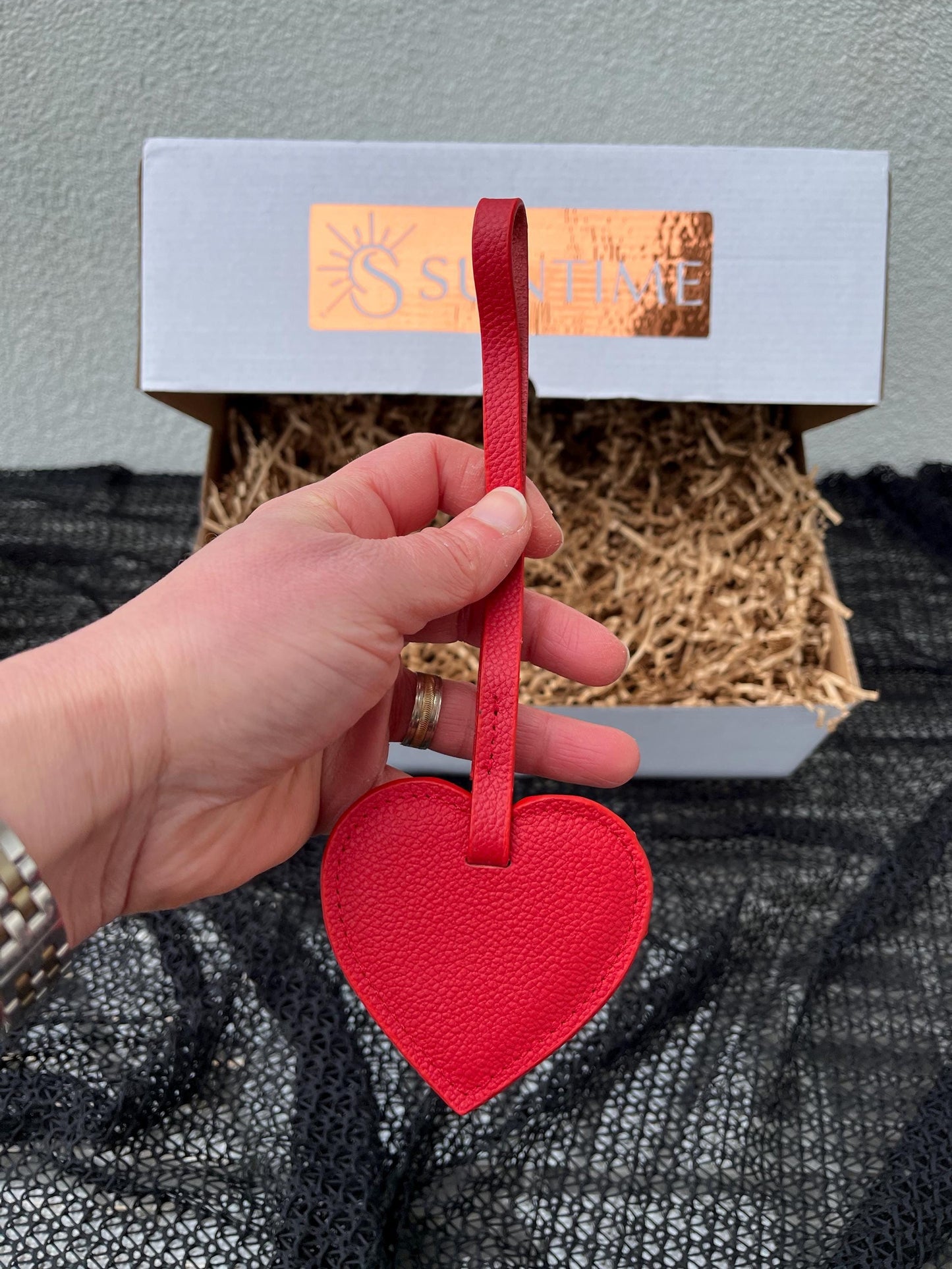 Personalized Red Genuine Leather Gift Set: Custom Genuine Leather Mink Shoulder Bag, Card Holder, Mini Makeup Bag, Heart Charm