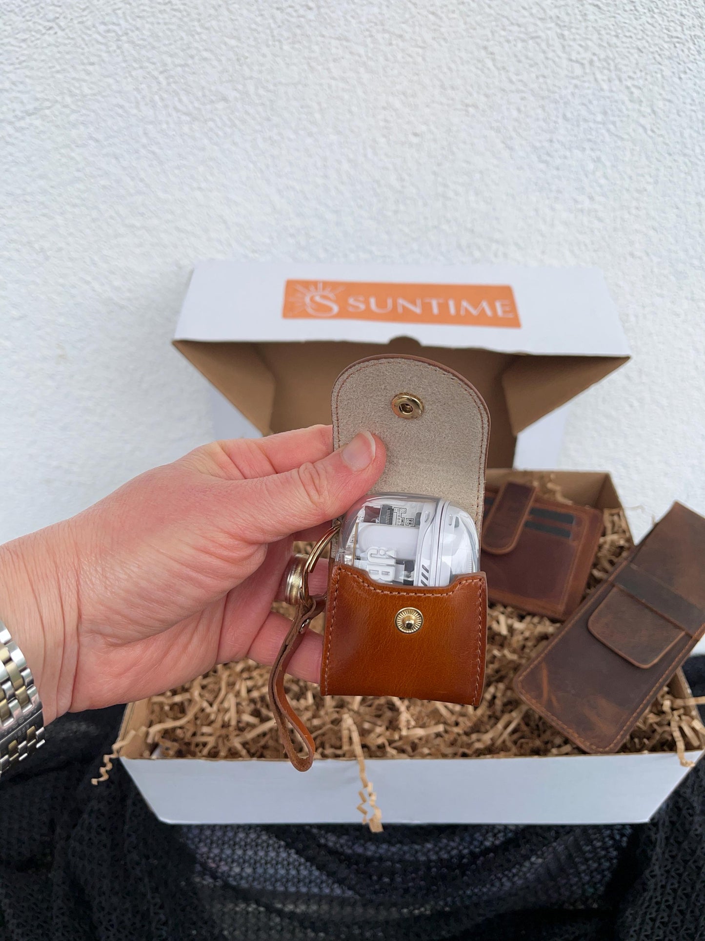 Personalized Leather Gift Set for Men: Custom Embossed Wallet, Initials Pen Case Set, Luxury Birthday Gift