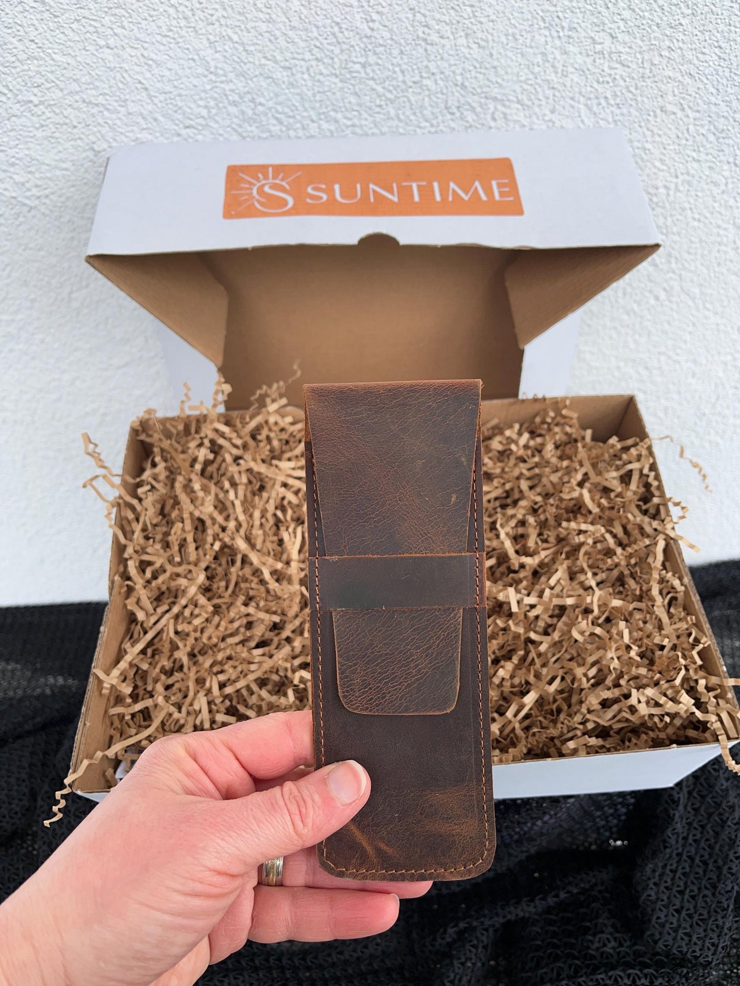 Personalized Leather Gift Set for Men: Custom Embossed Wallet, Initials Pen Case Set, Luxury Birthday Gift