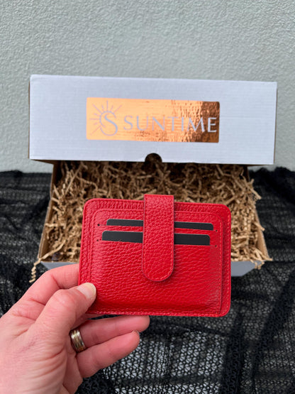 Personalized Red Genuine Leather Gift Set: Custom Genuine Leather Mink Shoulder Bag, Card Holder, Mini Makeup Bag, Heart Charm